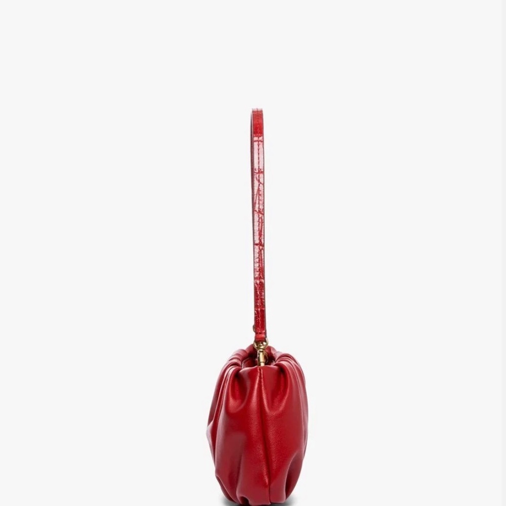 STAUD Bean Convertible Ruched Scarlet Leather Shoulder Bag - Picture 8 of 16